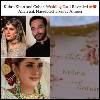 Kubra Khan And Gohar Rashids Wedding Card Surfaces Fans Eager For Details
