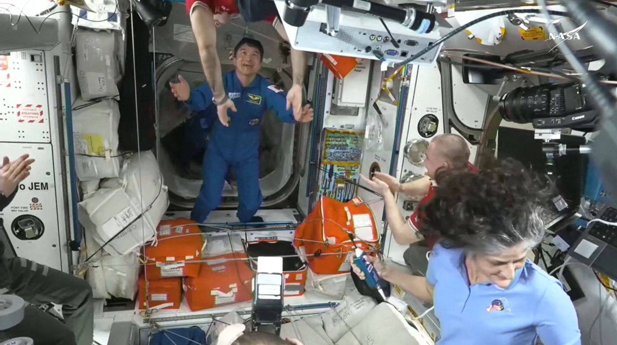 Japanese astronaut Onishi arrives at the International Space Station