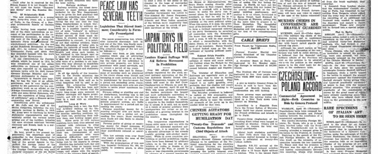 Japan Times 1925: Peace law has several teeth