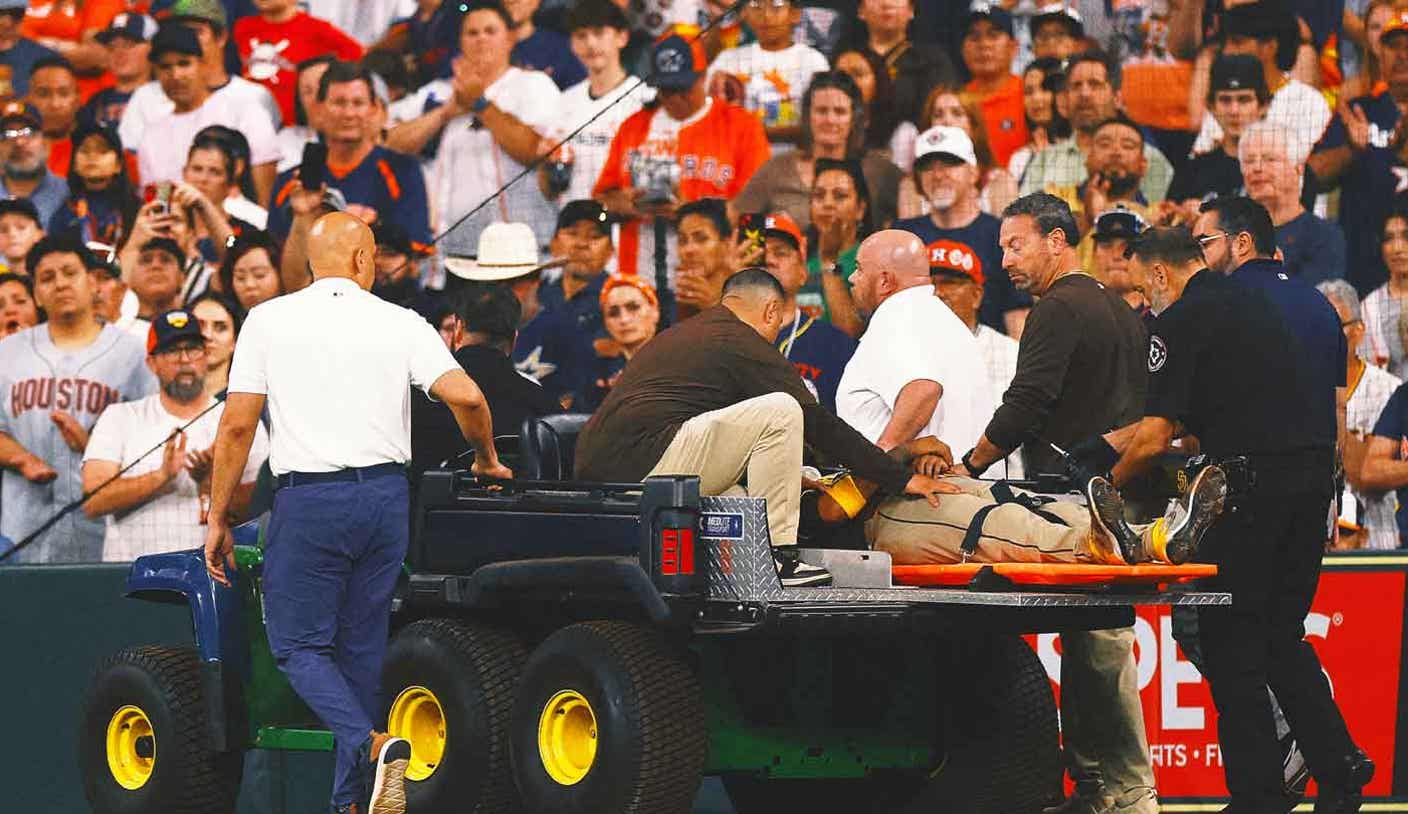 Padres DH Luis Arraez carted off field after scary collision at 1st base