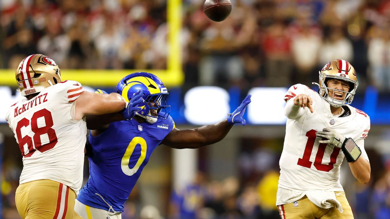 Niners’ Jones beats odds, lets it fly in career night