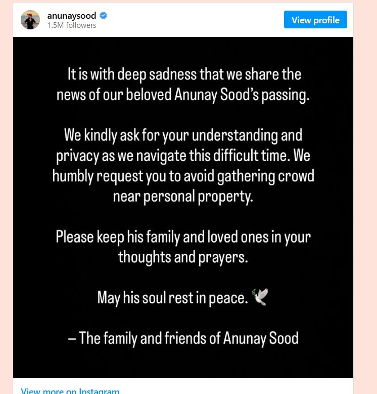 Anunay Sood Viral Travel Influencer And Reality Star Dies Young At 32