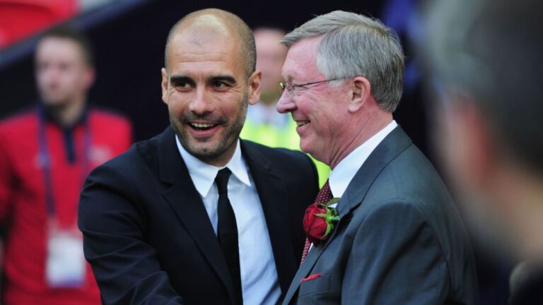 Sir Alex Ferguson welcomes Pep to 1,000 club
