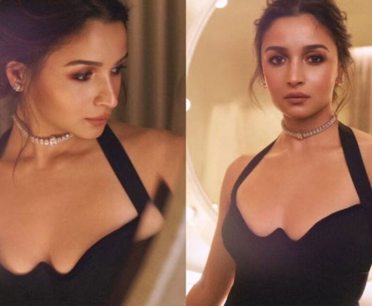 Alia Bhatt Stuns Fans In Black Halter Neck Dress See Viral Pics