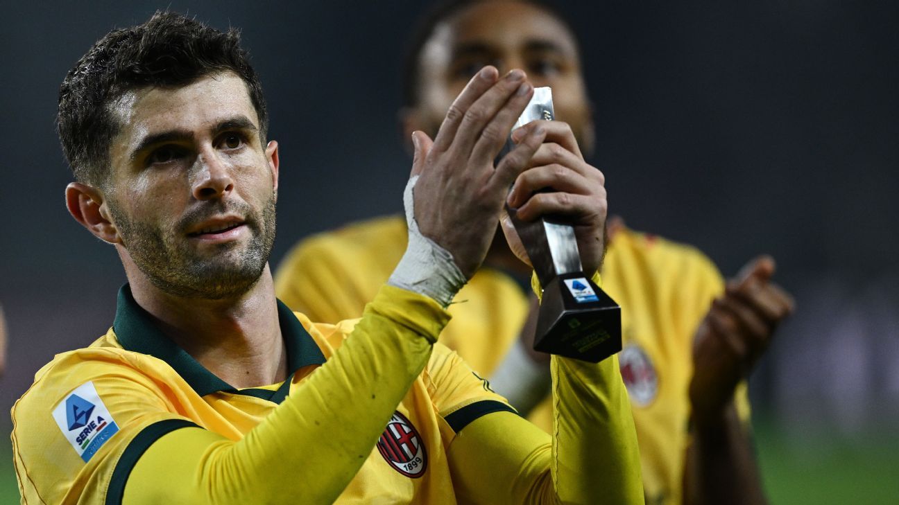 ‘Truly dead’ Pulisic scores 2 as Milan top Serie A