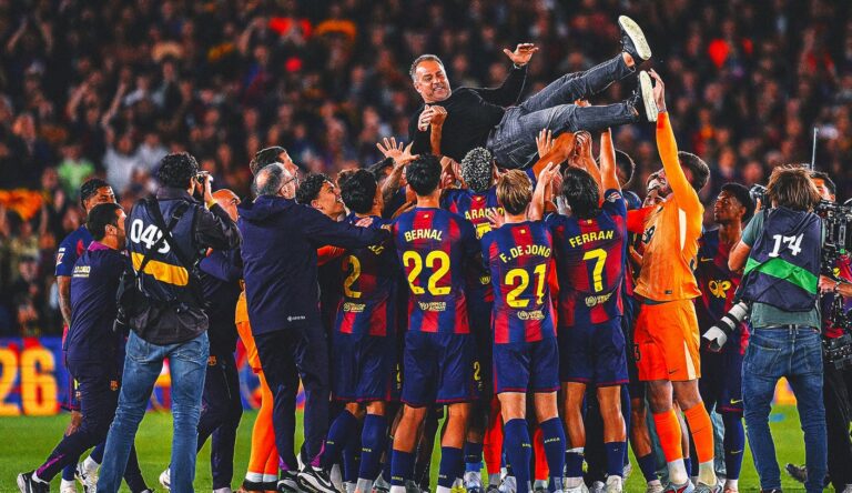 Grieving Hansi Flick Leads Barcelona to La Liga Title With Win Over Real Madrid