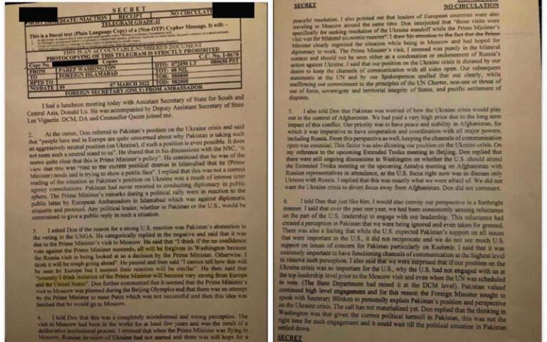 Imran Khan No Confidence Case Linked To Us Mercy Alleges Diplomatic Cipher