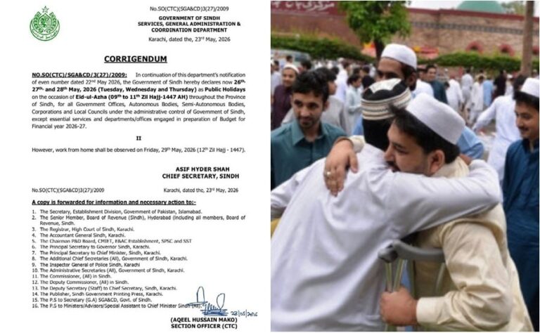 Sindh Govt Cuts Eid Ul Azha Holidays From 4 Days To 3 New Notification Here