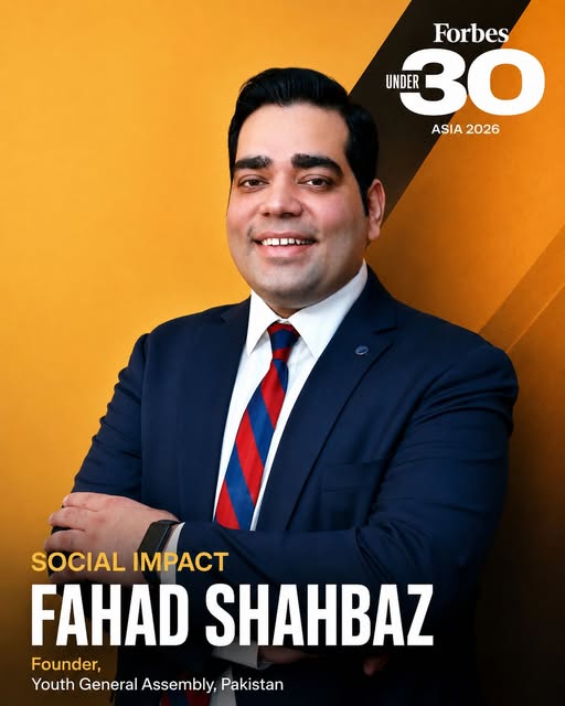 Pakistani Youth Leader Fahad Shahbaz Named To Forbes 30 Under 30 Asia 2026 List