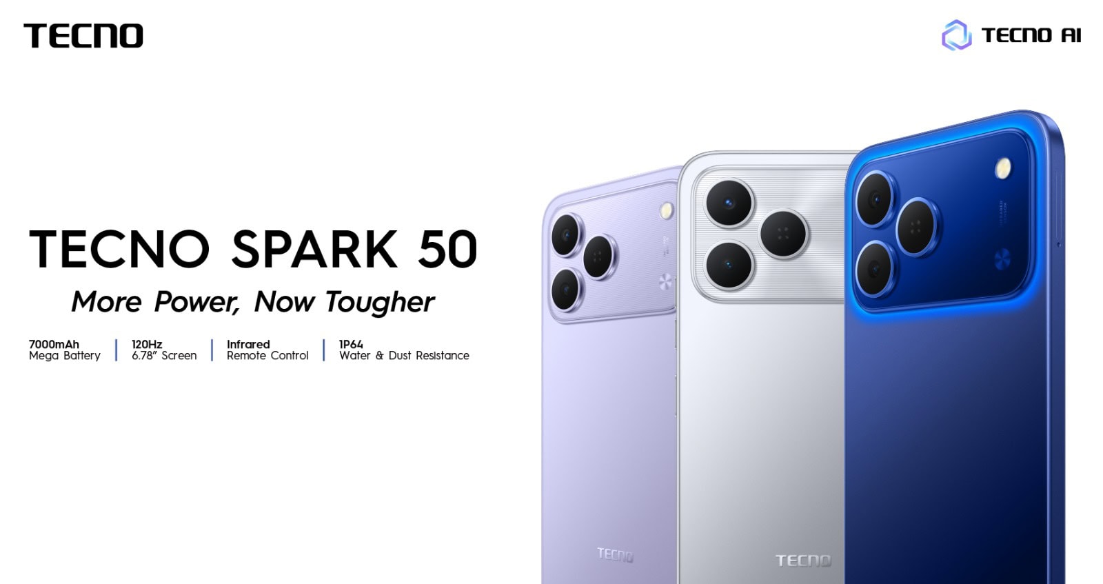 TECNO SPARK 50 launched in Pakistan with 7000mAh battery, 120Hz display, and Helio G81 chipset