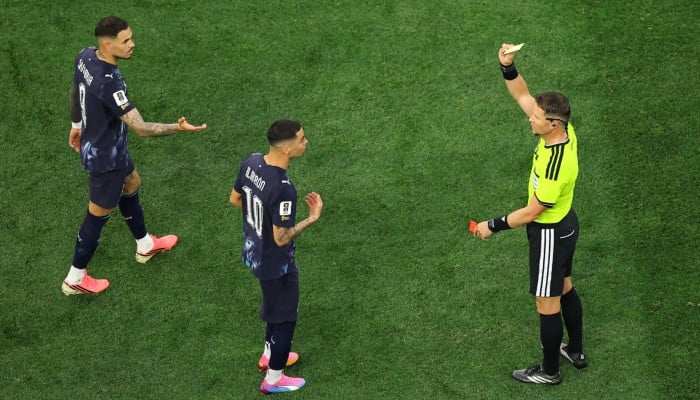 Paraguay’s Almiron sent off under new Fifa ‘mouth-covering’ rule