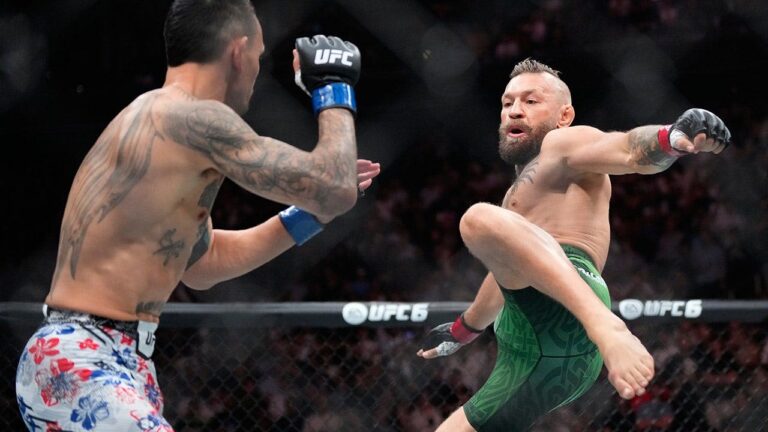 Conor McGregor’s long-awaited Octagon return cut short by apparent knee injury seconds into UFC 329