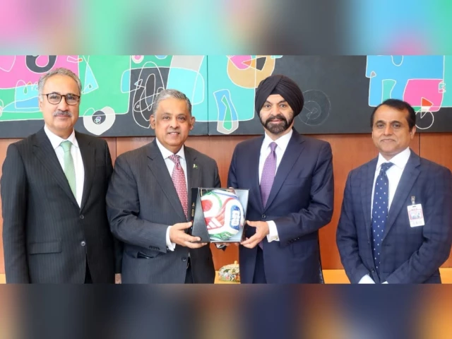 Pakistan’s ambassador to US gifts ‘Trionda’ football to World Bank president | The Express Tribune