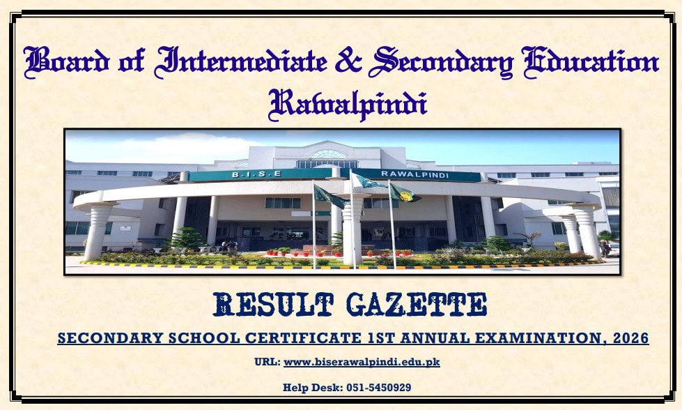 Bise Rawalpindi Matric Class 10 Gazette 2026 Pdf Download