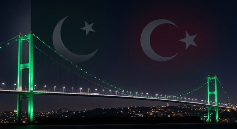 Istanbuls Historic Martyrs Bridge Lights Up For Pakistan Independence Day
