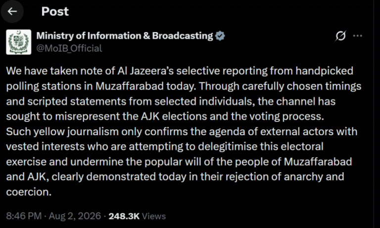 Pakistan Says Al Jazeeras Yellow Journalism Twisted Azad Kashmir Elections Reality
