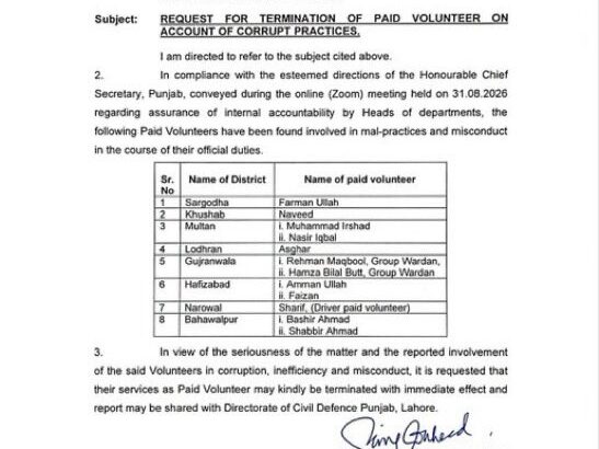 Corruption storm hits Punjab Civil Defence as 49 Officials face action