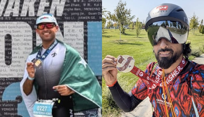 Pakistani triathletes Shahzada Asad, Jibran Jawaid complete international triathlon challenges