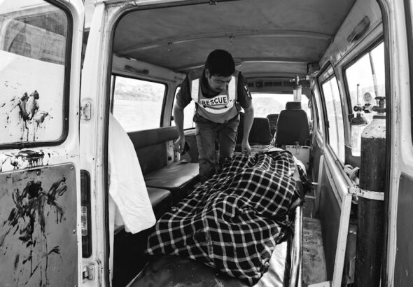 Rescue Ambulance comes under fire after D.I. Khan Suicide Bombing