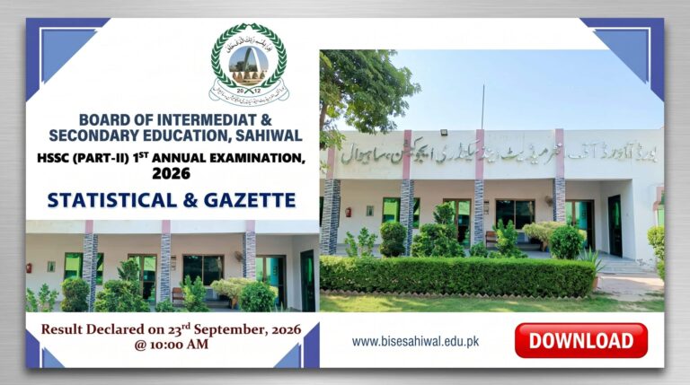 Sahiwal Board Class 12 Gazette 2026 PDF Download