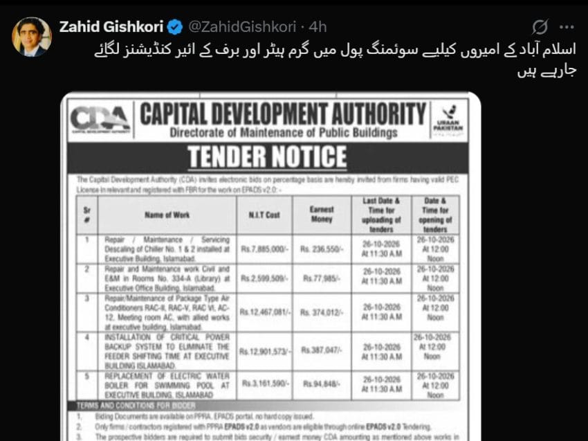 Pm Office Chillers Swimming Pool Boiler Get Rs39million Fix Amid Austerity Drive