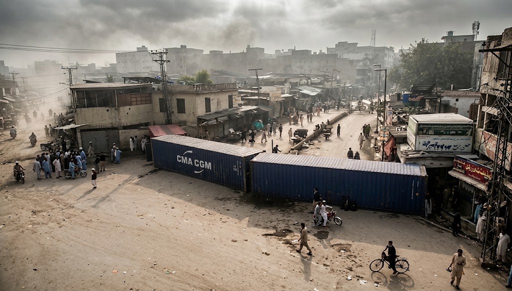 Peshawar Red Zone Sealed As Containers Block Key Roads Amid Emergency